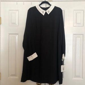 Collared, long sleeve dress. Victoria Beckham. 2X.